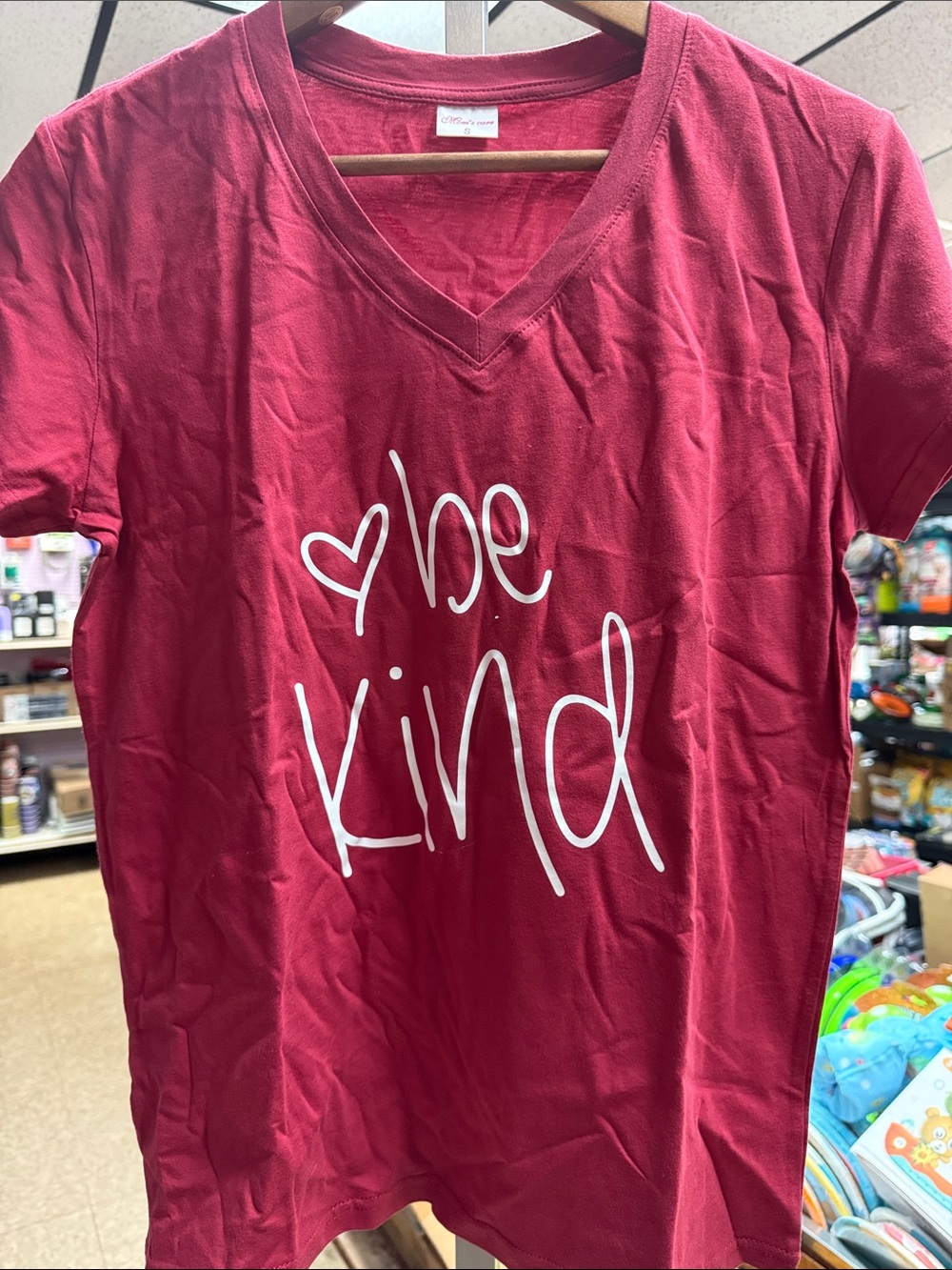 Be Kind V-Neck Short Sleeve Tee - Red
